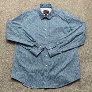 Egara Shirt Adult XL Extra Large Blue Floral Print Slim Fit Stretch Cotton Blend